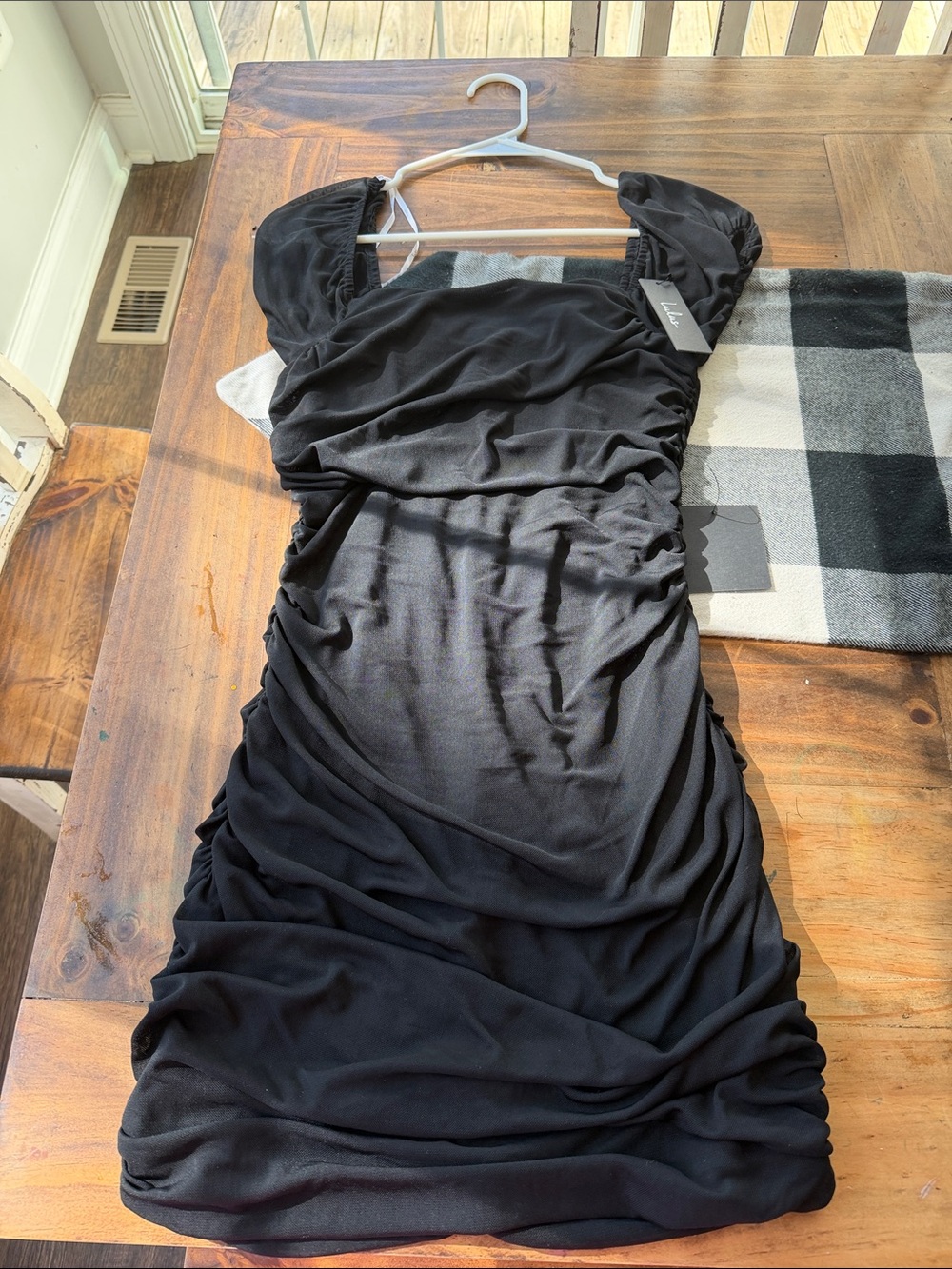Lulu's Black Ruched Mini Dress